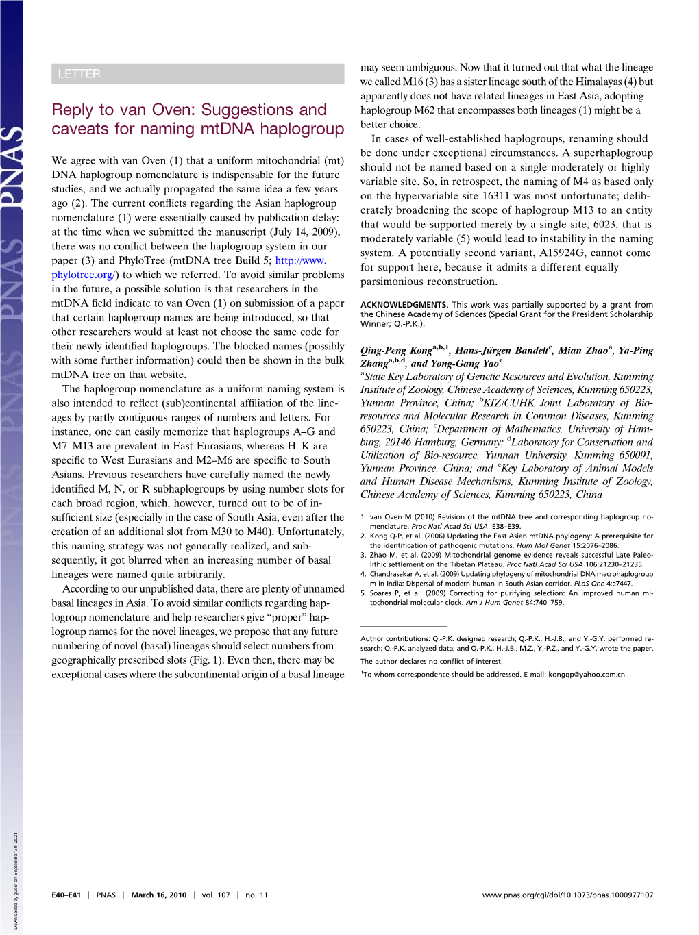 Suggestions and Caveats for Naming Mtdna Haplogroup