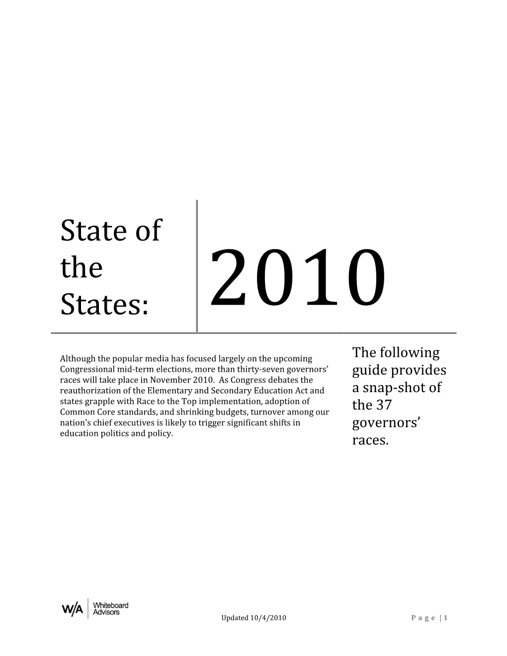 State of the States: 2010