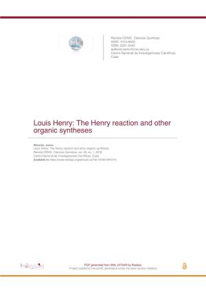The Henry Reaction and Other Organic Syntheses