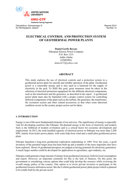 Electrical Control and Protection System of Geothermal Power Plants