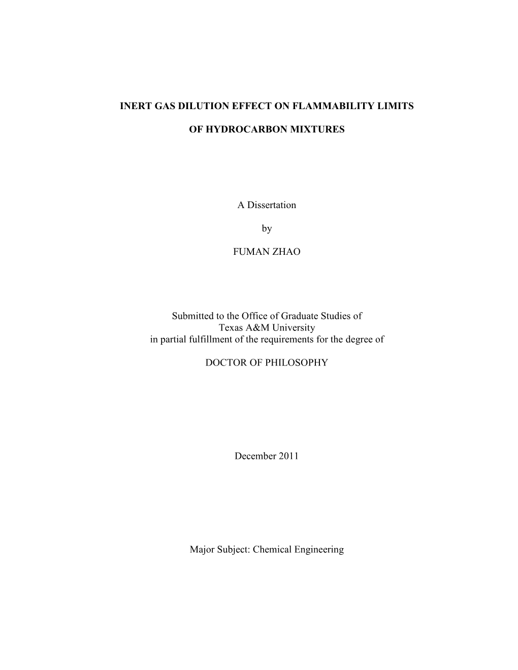 Inert Gas Dilution Effect on Flammability Limits Of