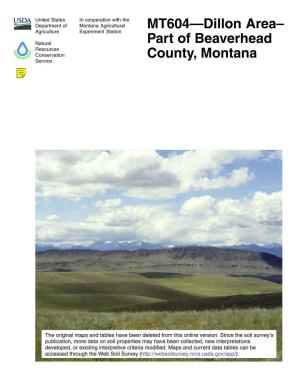 Soil Survey of Dillon Area–Part of Beaverhead County, Montana