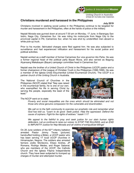 Christians Murdered and Harassed in the Philippines