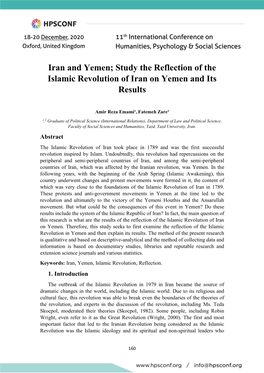 Iran and Yemen; Study the Reflection of the Islamic Revolution of Iran on Yemen and Its Results