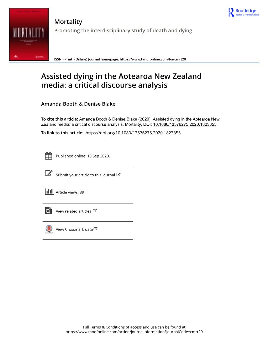 Assisted Dying in the Aotearoa New Zealand Media: a Critical Discourse Analysis