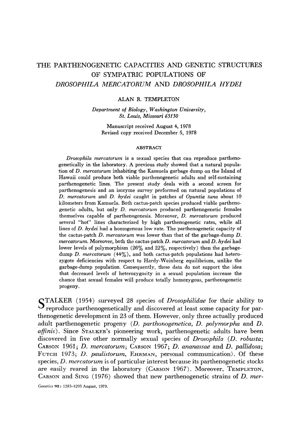 Drosophila Mercatorum and Drosophila Hydei