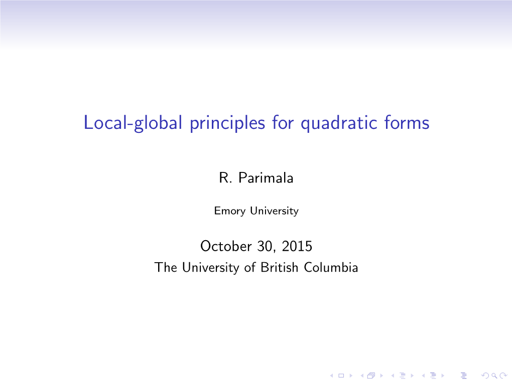Local-Global Principles for Quadratic Forms