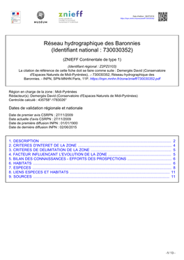Réseau Hydrographique Des Baronnies (Identifiant National : 730030352)