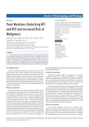 Point Mutations Underlying NF1 and NF2 and Increased Risk of Malignancy