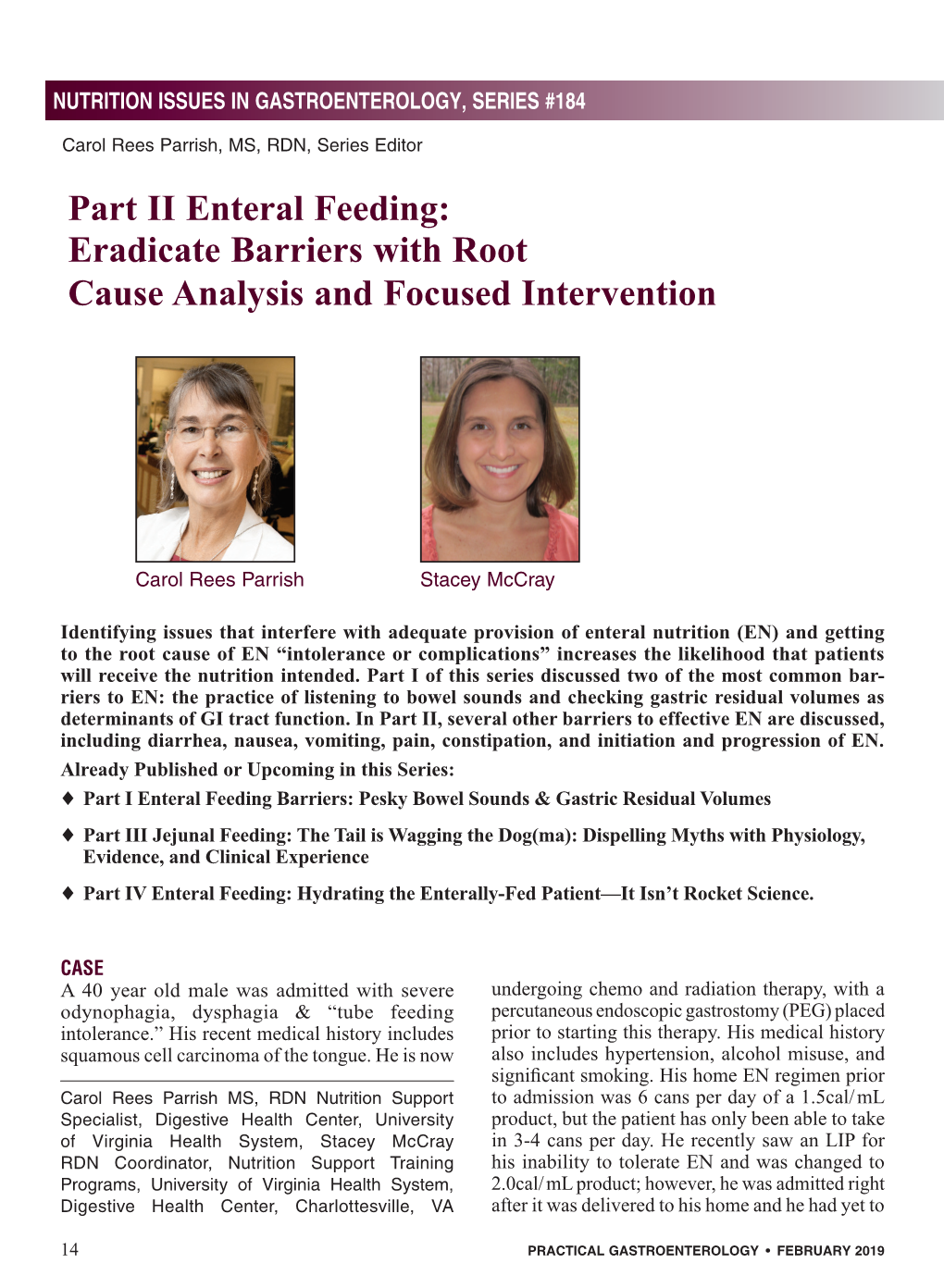 Part II Enteral Feeding Eradicate Barriers with Root Cause Analysis