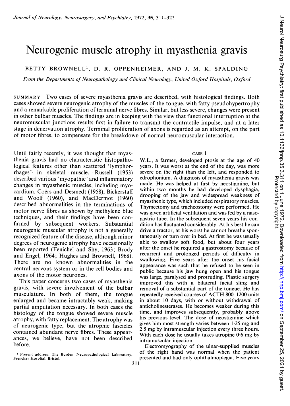 Neurogenic Muscle Atrophy in Myasthenia Gravis