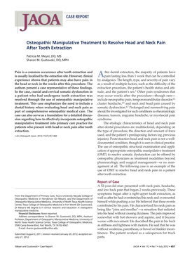 CASE REPORT Osteopathic Manipulative Treatment to Resolve