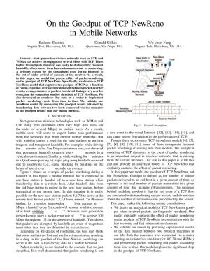 On the Goodput of TCP Newreno in Mobile Networks