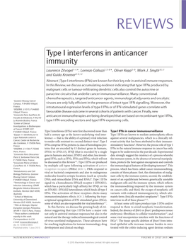 Type I Interferons in Anticancer Immunity