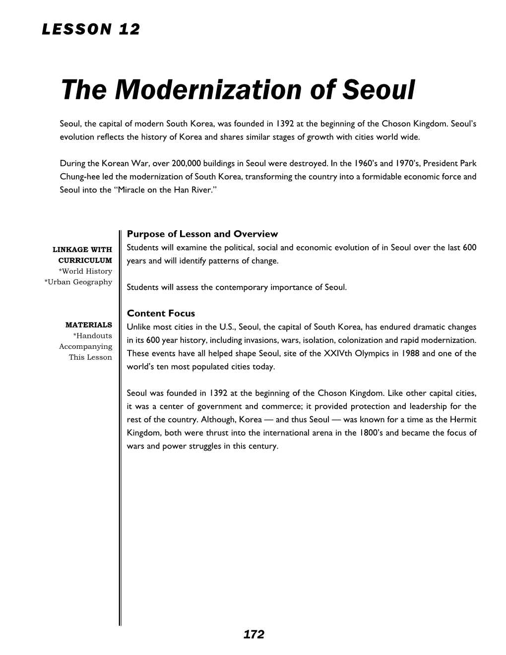 The Modernization of Seoul