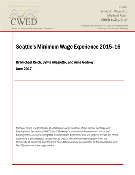 Seattle's Minimum Wage Experience 2015-16
