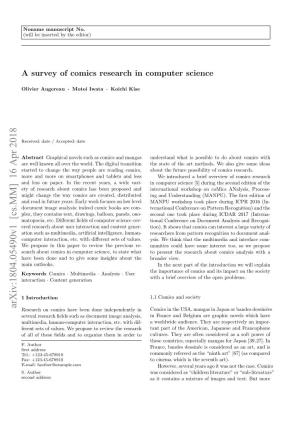 A Survey of Comics Research in Computer Science