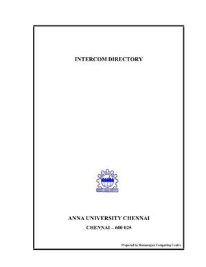 Intercom Directory Anna University Chennai