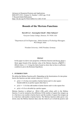 Bounds of the Mertens Functions
