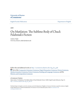 On Mutilation: the Sublime Body of Chuck Palahniuk's Fiction