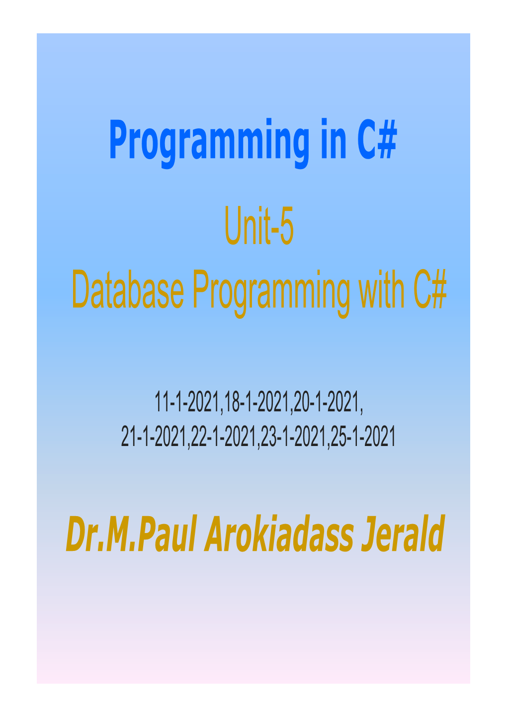 Unit-5 Database Programming with C