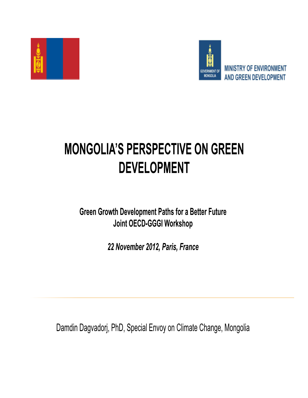 Mongolia's Perspective on Green Development