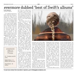 Evermore Dubbed 'Best of Swift's Albums'
