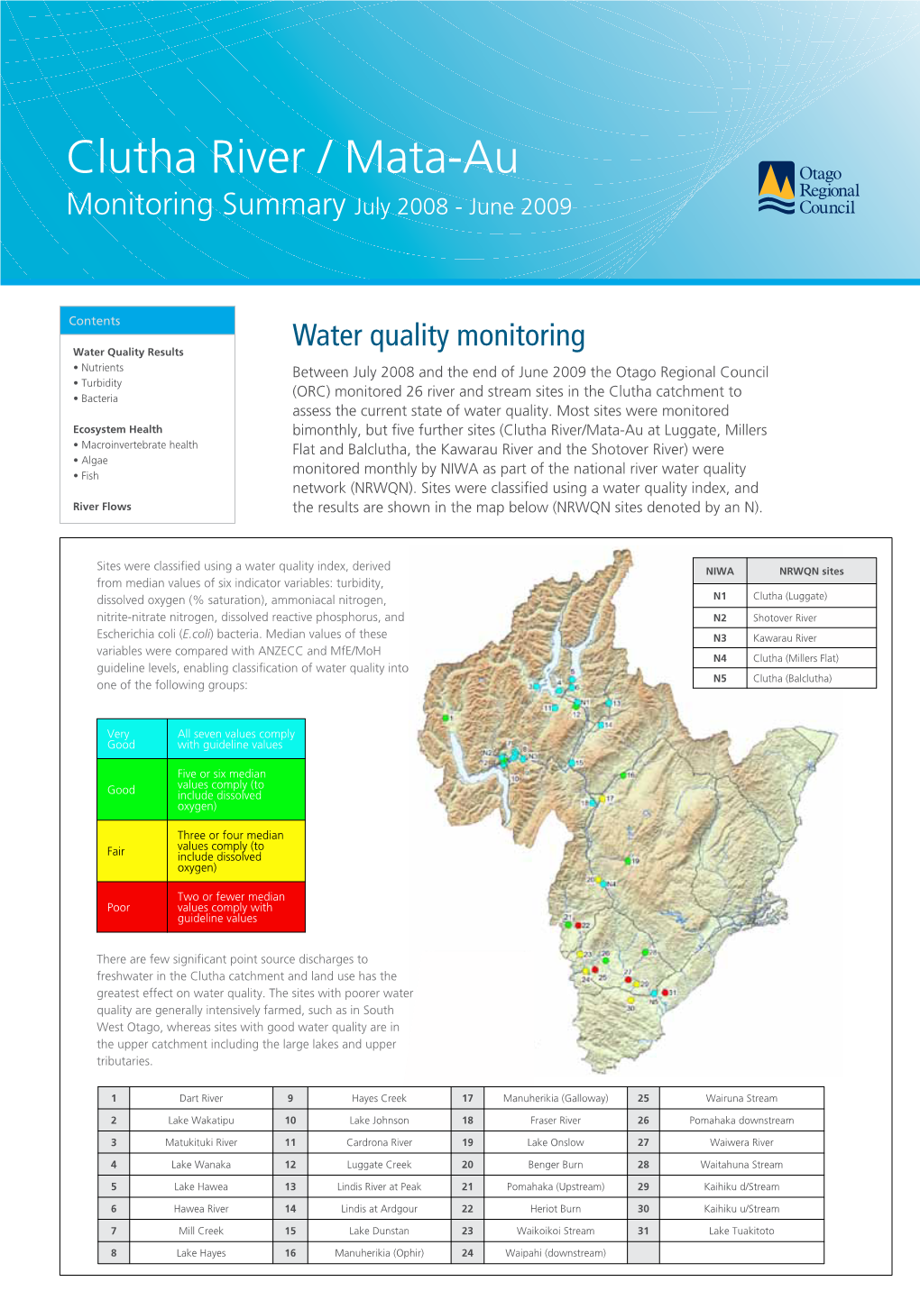 Clutha River / Mata-Au Monitoring Summary July 2008 - June 2009