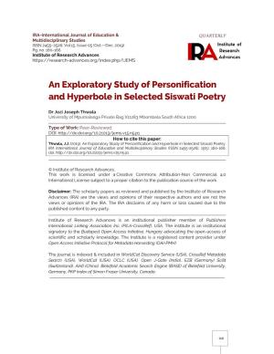 An Exploratory Study of Personification and Hyperbole in Selected Siswati Poetry