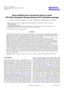 Dust Modelling and a Dynamical Study of Comet 41P/Tuttle–Giacobini–Kresak During Its 2017 Perihelion Passage