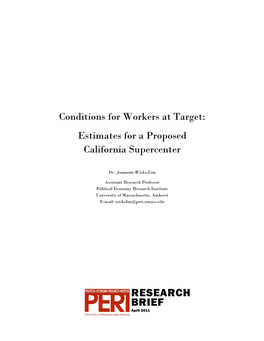 Conditions for Workers at Target: Estimates for a Proposed California Supercenter