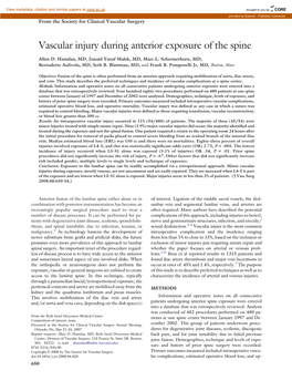 Vascular Injury During Anterior Exposure of the Spine