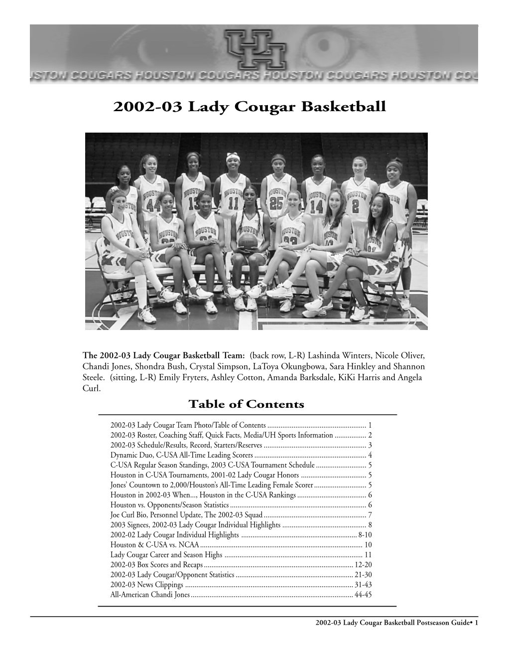 2002-03 Lady Cougar Basketball