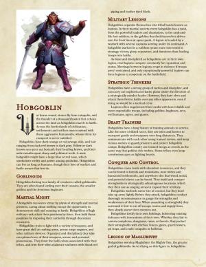 Hobgoblins Organize Themselves Into Tribal Bands Known As Legions