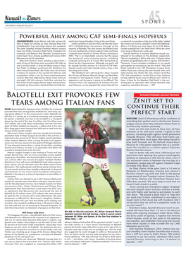 Balotelli Exit Provokes Few Tears AMONG Italian FANS