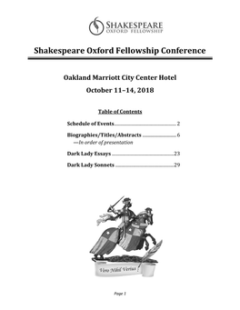 Shakespeare Oxford Fellowship Conference