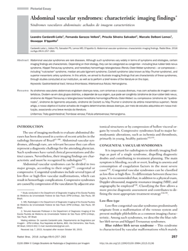 Abdominal Vascular Syndromes: Characteristic Imaging Findings* Síndromes Vasculares Abdominais: Achados De Imagem Característicos