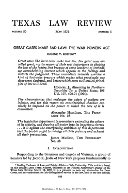 The War Powers Act Eugene V