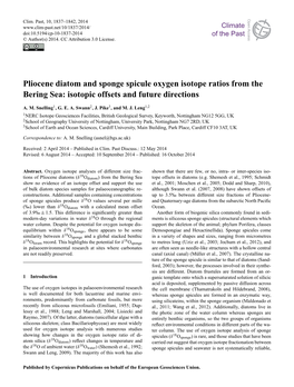 Pliocene Diatom and Sponge Spicule Oxygen Isotope Ratios from the Bering Sea: Isotopic Offsets and Future Directions