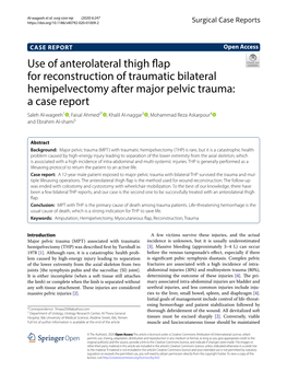 Use of Anterolateral Thigh Flap for Reconstruction of Traumatic Bilateral Hemipelvectomy After Major Pelvic Trauma