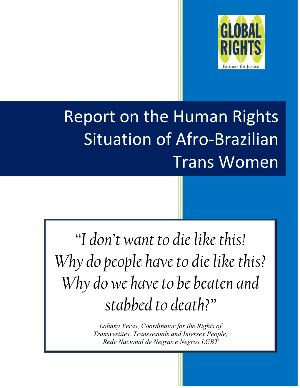 Report on the Human Rights Situation of Afro-Brazilian Trans Women