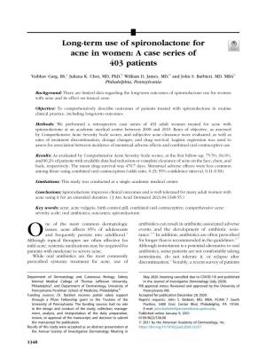 Long-Term Use of Spironolactone for Acne in Women: a Case Series of 403 Patients