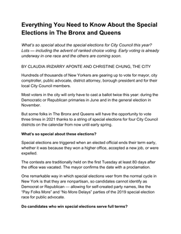 Everything You Need to Know About the Special Elections in the Bronx and Queens