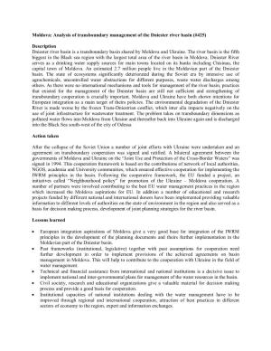 Moldova: Analysis of Transboundary Management of the Dniester River Basin (#425)