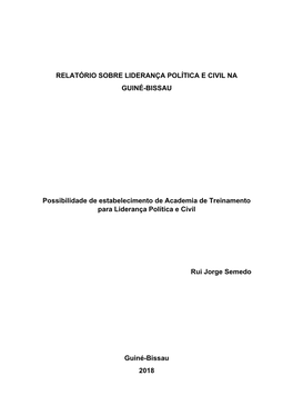 Relatório Sobre Liderança Política E Civil Na Guiné-Bissau