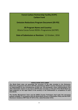 FCPF) Carbon Fund Emission Reductions Program Document (ER-PD
