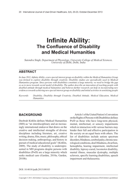 Infinite Ability: the Confluence of Disability and Medical Humanities