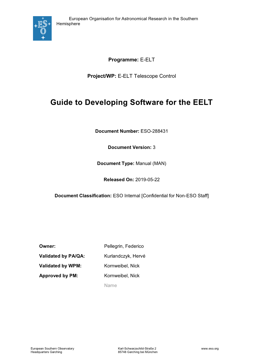 Guide to Developing Software for the EELT