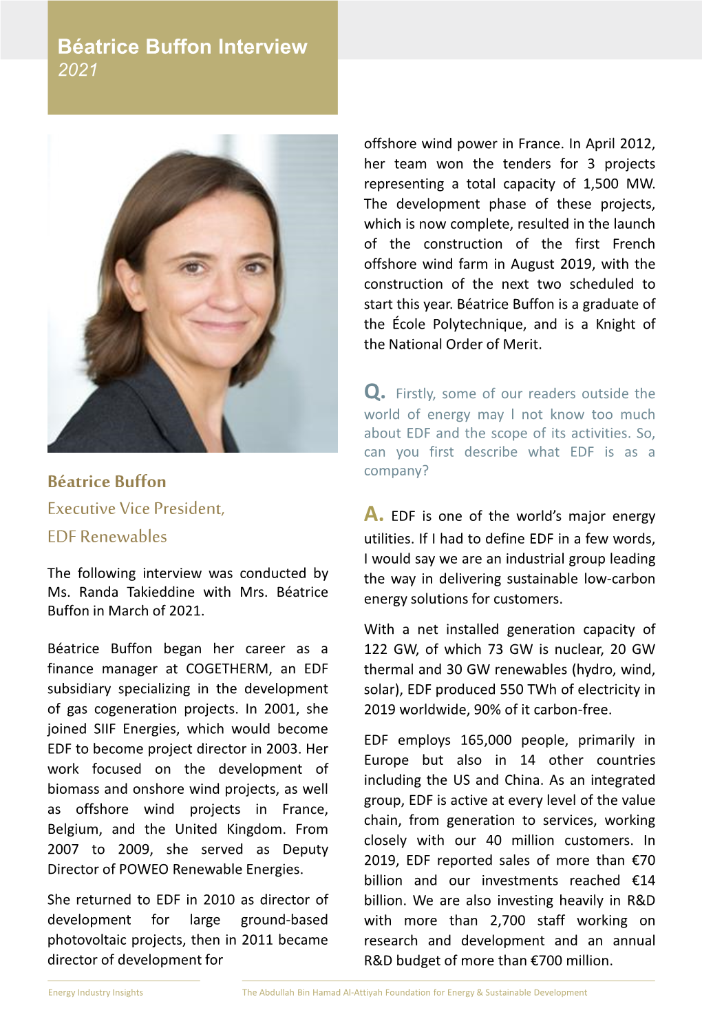 Béatrice Buffon Executive Vice President, EDF Renewables