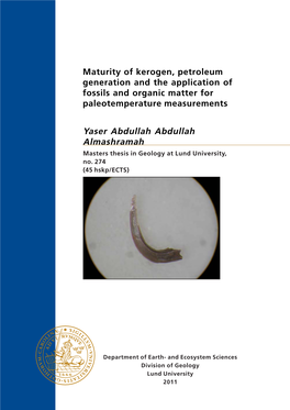 Maturity of Kerogen, Petroleum Generation and the Application of Fossils and Organic Matter for Paleotemperature Measurements